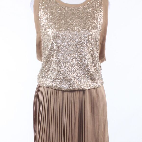 Khaki gold C.LUCE sleeveless blouse dress S - Picture 1 of 8